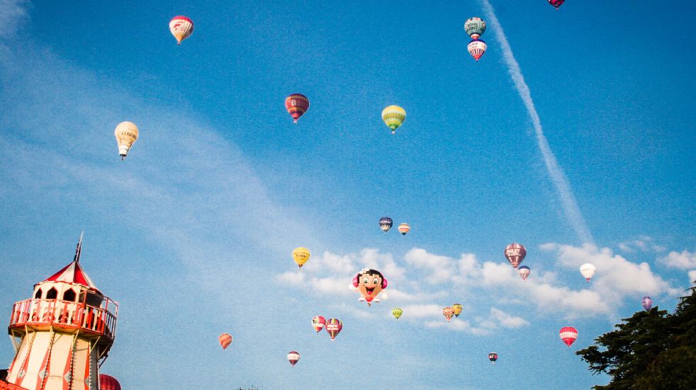 Balloons in the sky at bristol balloon fiesta